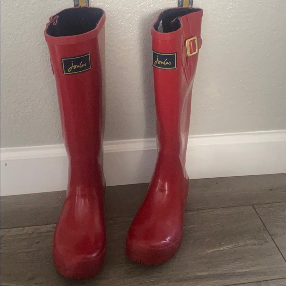 Joules red rain boots